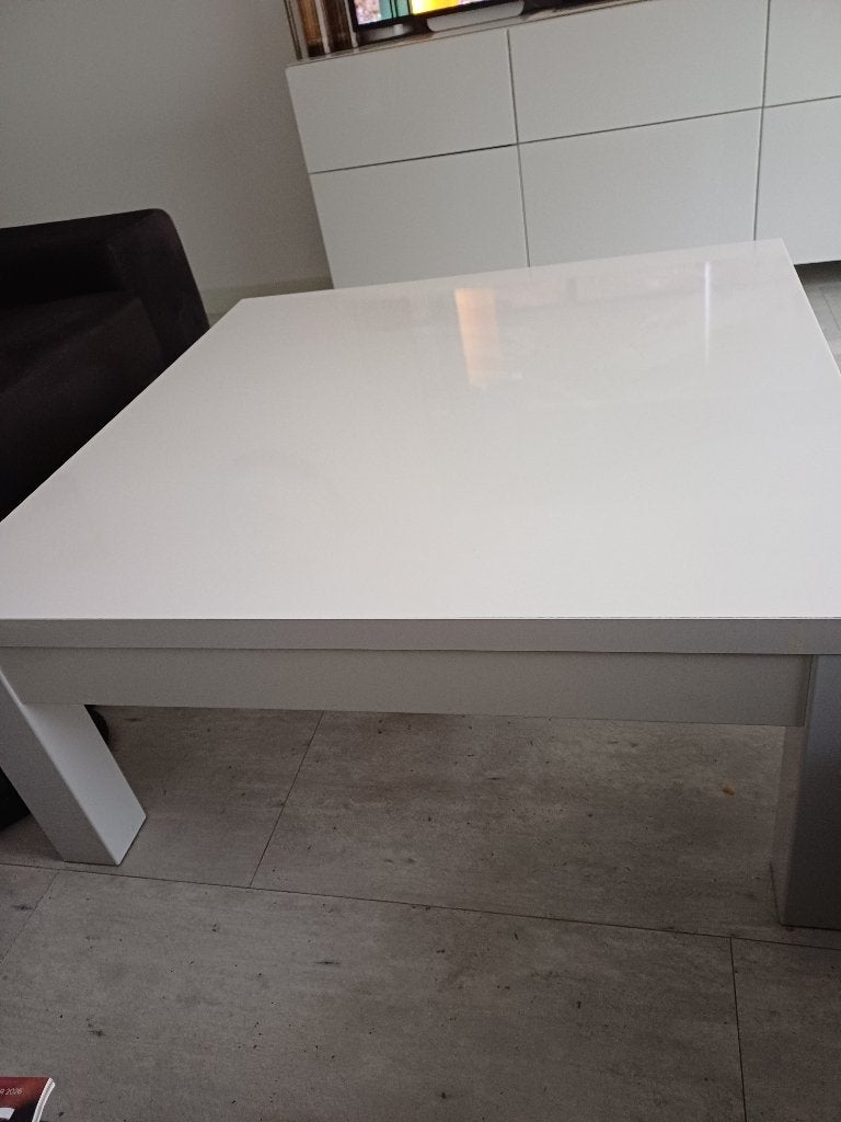 Salontafel hoogglans wit, Ophalen, Gebruikt, 50 tot 100 cm, Vierkant