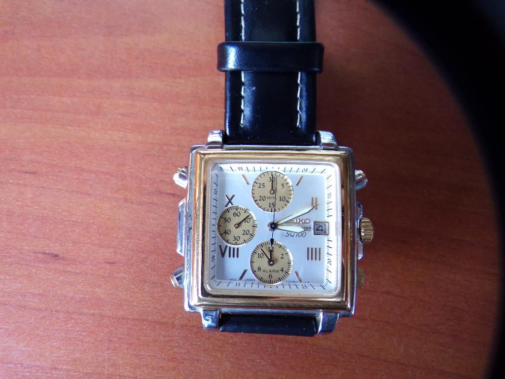 Seiko Monaco SQ100 Salmon Panda 7T32 5A20-AO ZELDZAAM, Sieraden, Tassen en Uiterlijk, Horloges | Heren, Seiko, Leer, Staal, Polshorloge