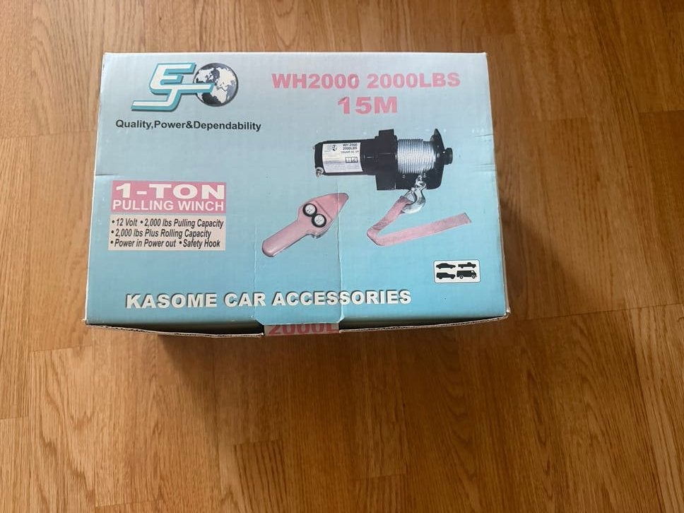KASOME 1-Ton Lier WH2000 2000LBS 12V Elektrisch, Ophalen of Verzenden, Nieuw, Elektrisch