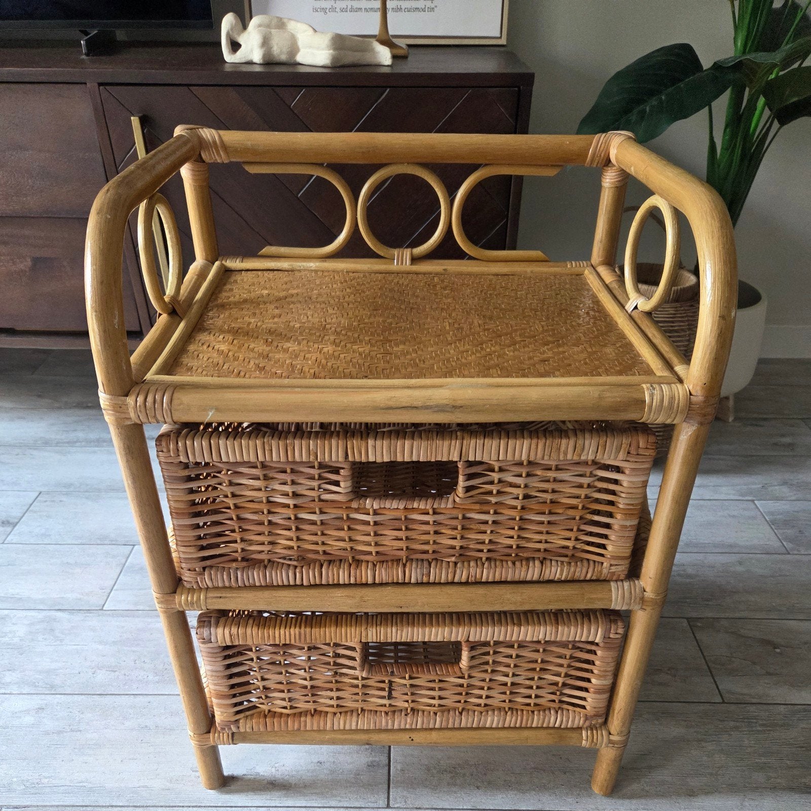 Rotan bamboe kastje met lades 45x35x60 cm, Huis en Inrichting, Kasten | Overige, Ophalen, Gebruikt