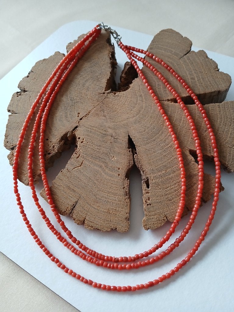 Bloedkoralen halssieraad, 45.5 cm, Sieraden, Tassen en Uiterlijk, Kettingen, Verzenden, Gebruikt, Oranje, Steen of Mineraal