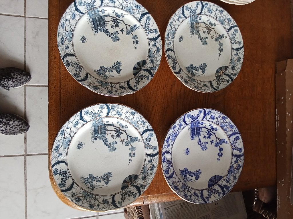 te koop 4 ontbijt bordjes Petrus Regout serie NANKIN, Ophalen of Verzenden