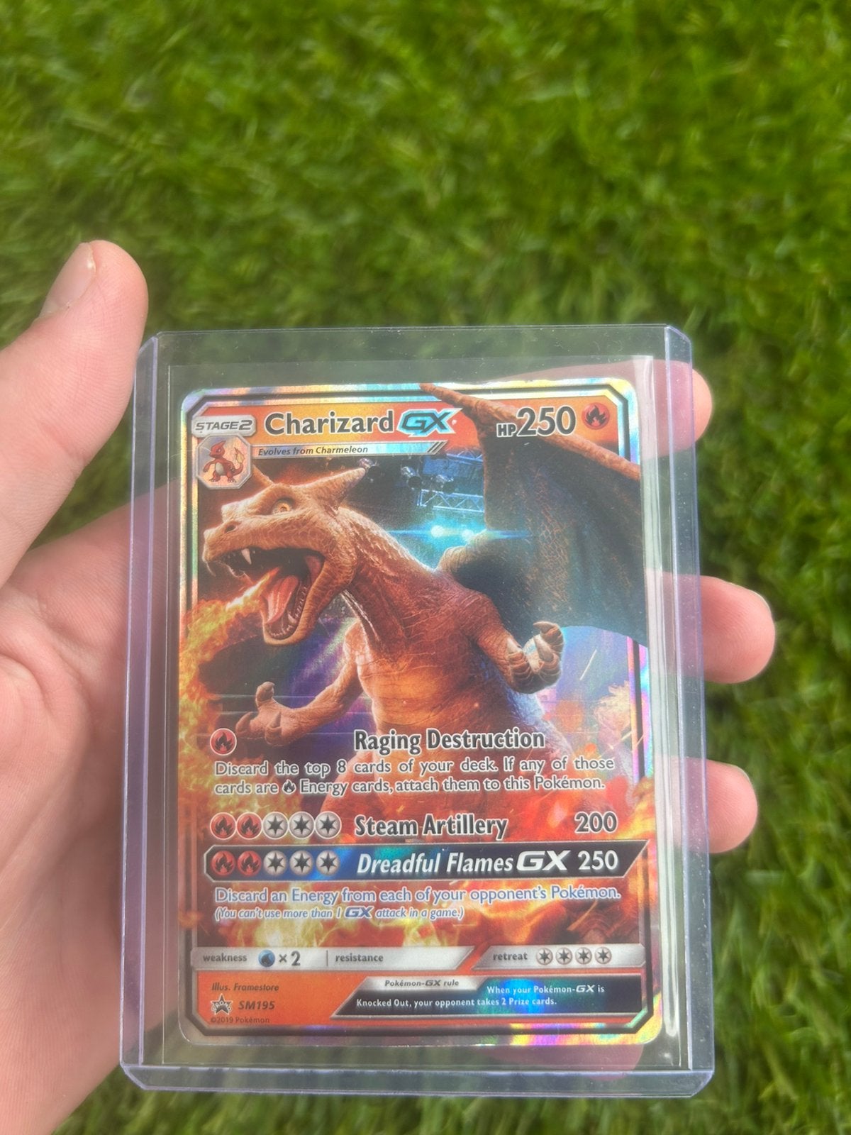 Charizard gx pokemon kaart promo goeie staat, Ophalen of Verzenden, Zo goed als nieuw, Losse kaart, Foil