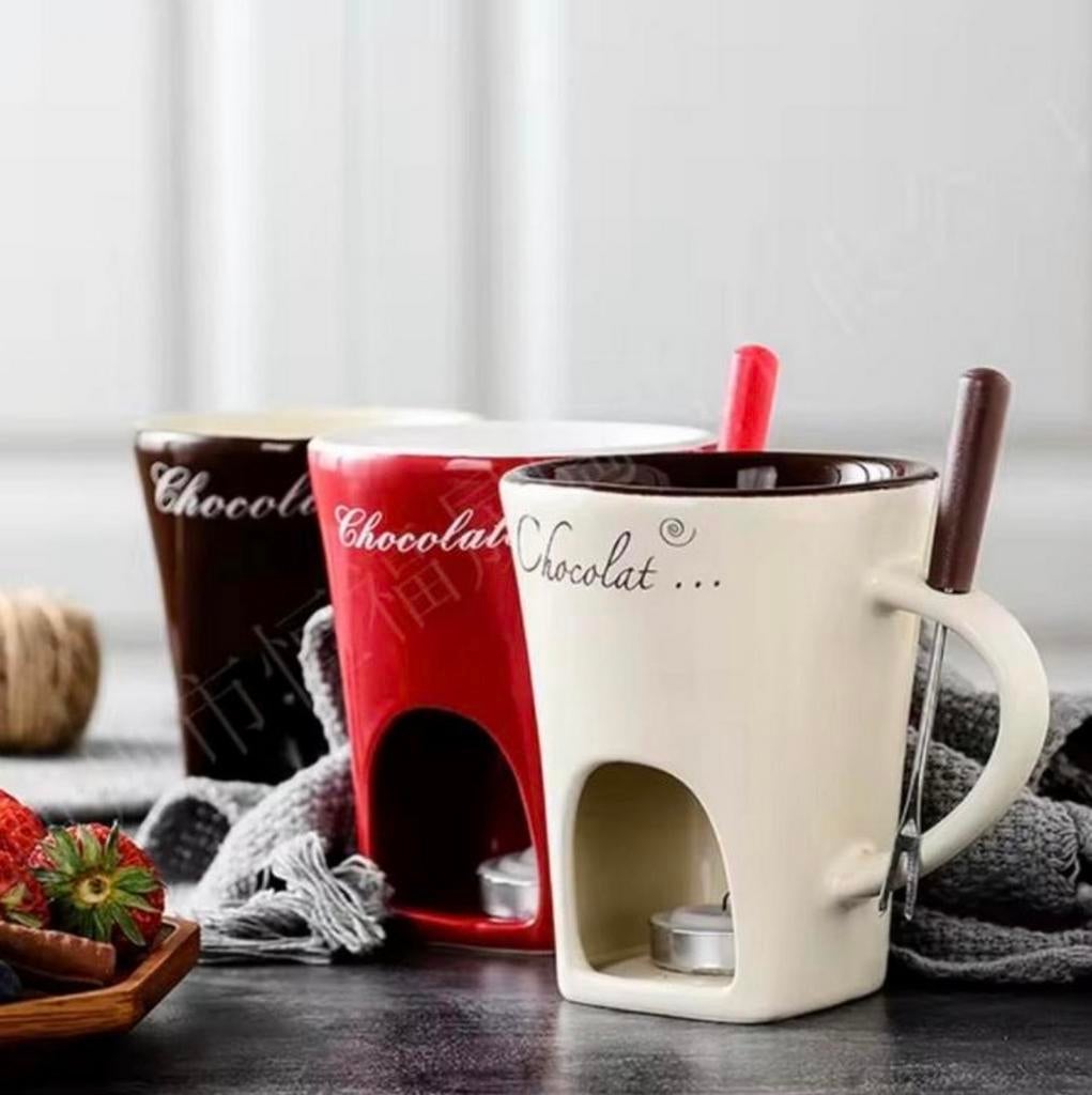 Moederdagkado Nieuw Fondue Mokken - Chocoladefondue Set, Ophalen of Verzenden, Nieuw, Waxinelicht, Fondueset