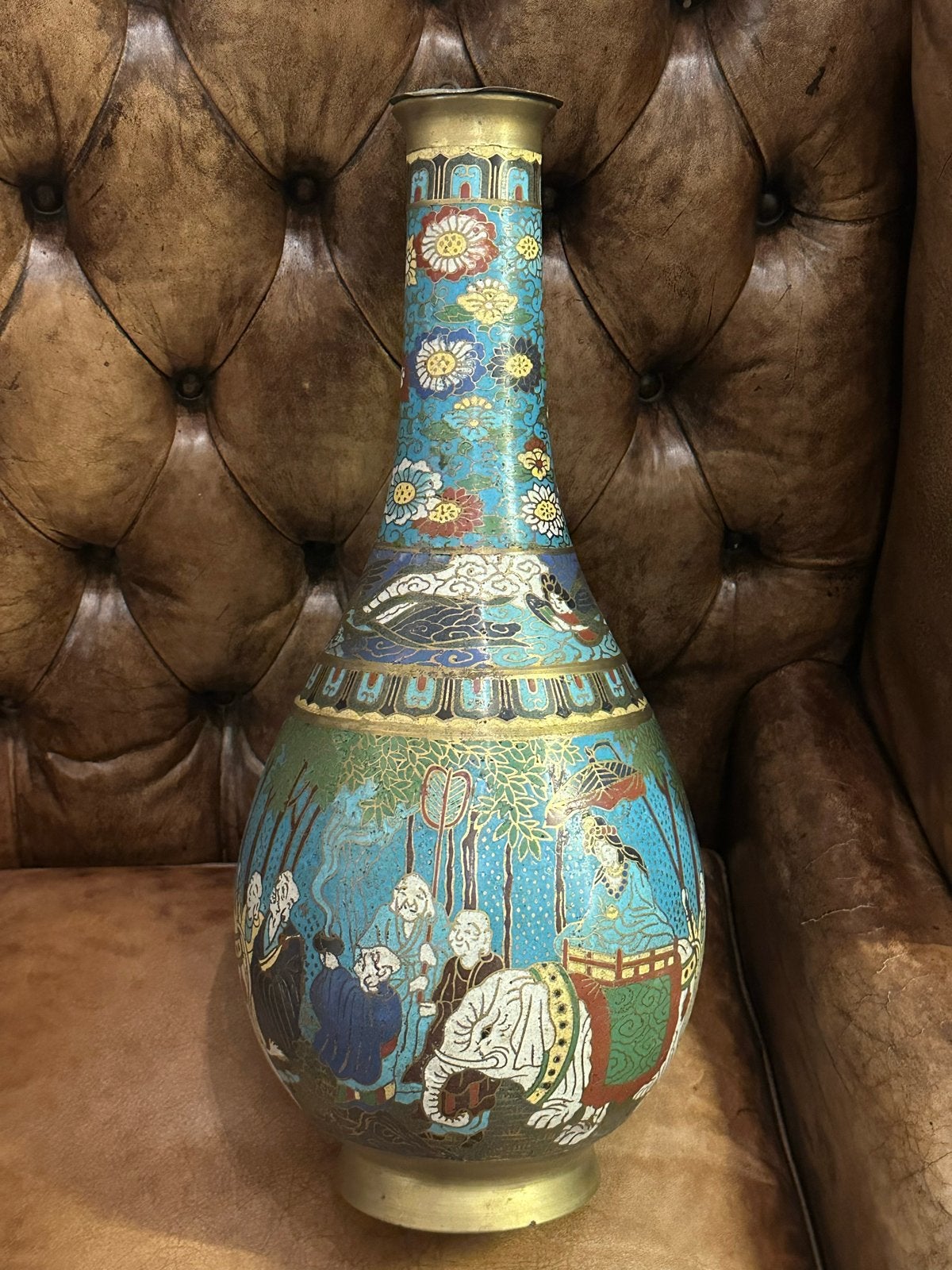 Grote Chinese Cloisonné Vaas - 48 cm Hoog, Ophalen of Verzenden