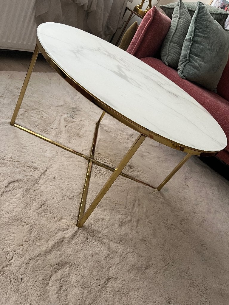 Westwing salontafel marmer glas, Ophalen, 50 – 75, 50 tot 100 cm, Rond
