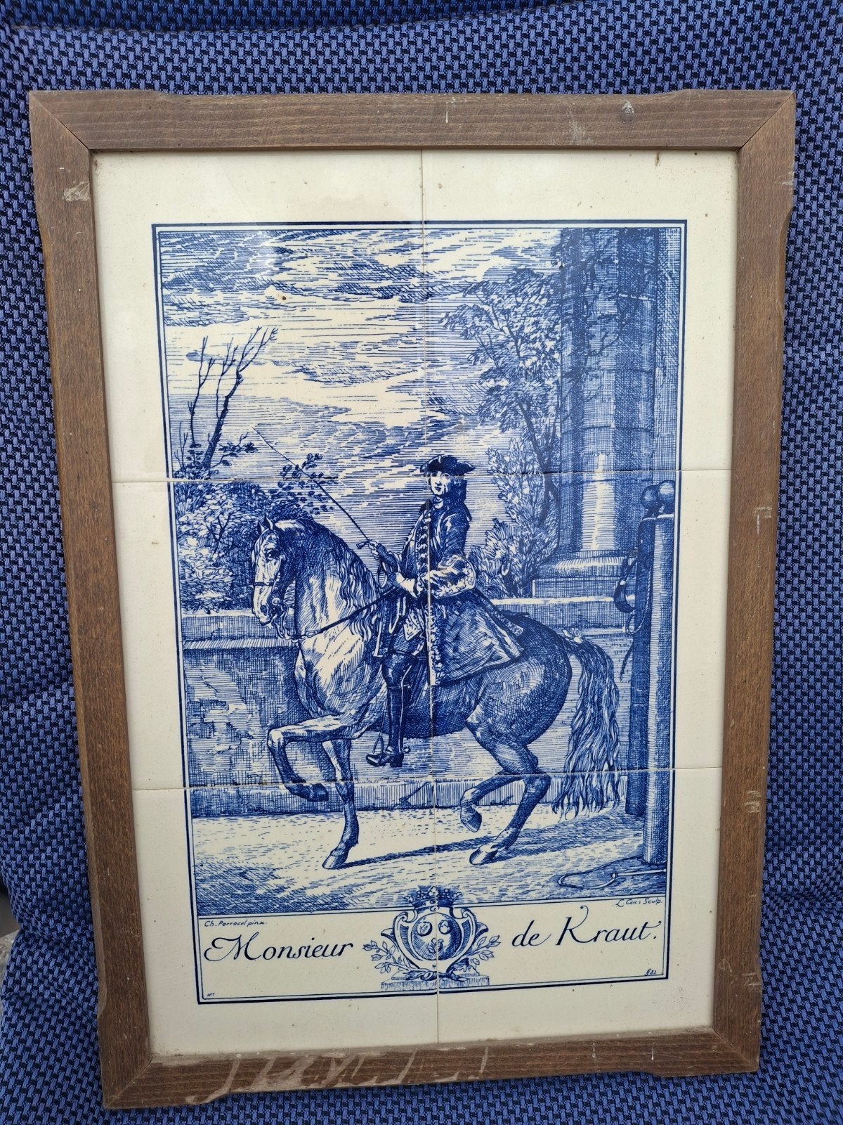 Delfts blauw tegeltableau 'Monsieur de Kraut', Ophalen of Verzenden