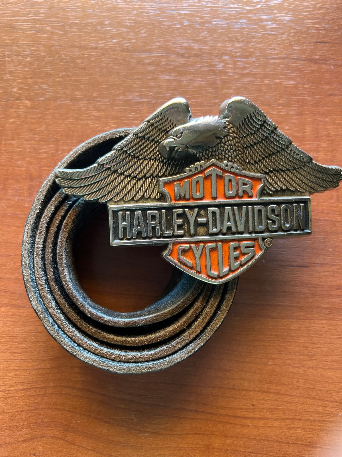 Harley-Davidson Riem met Adelaar Gesp - Zwart Leer, Ophalen, Bruin, Echt leder, 105 tot 115 cm