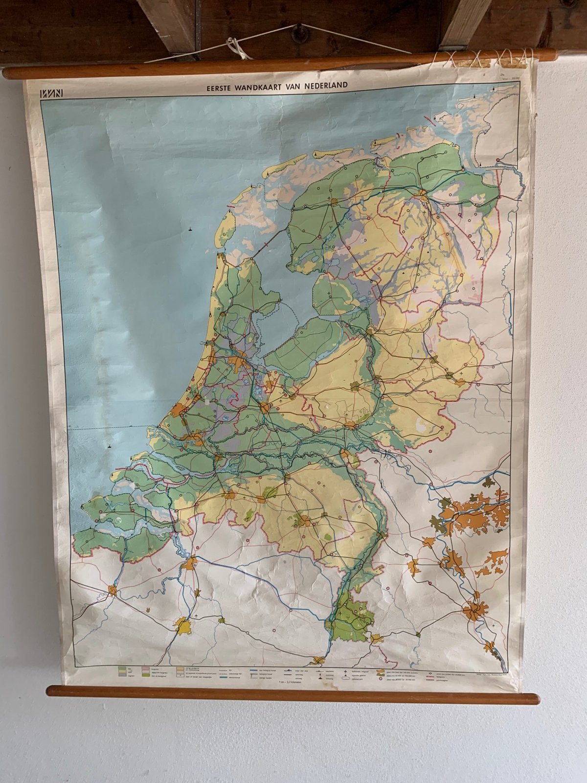 Vintage wandkaart/ schoolplaat Nederland, Ophalen of Verzenden