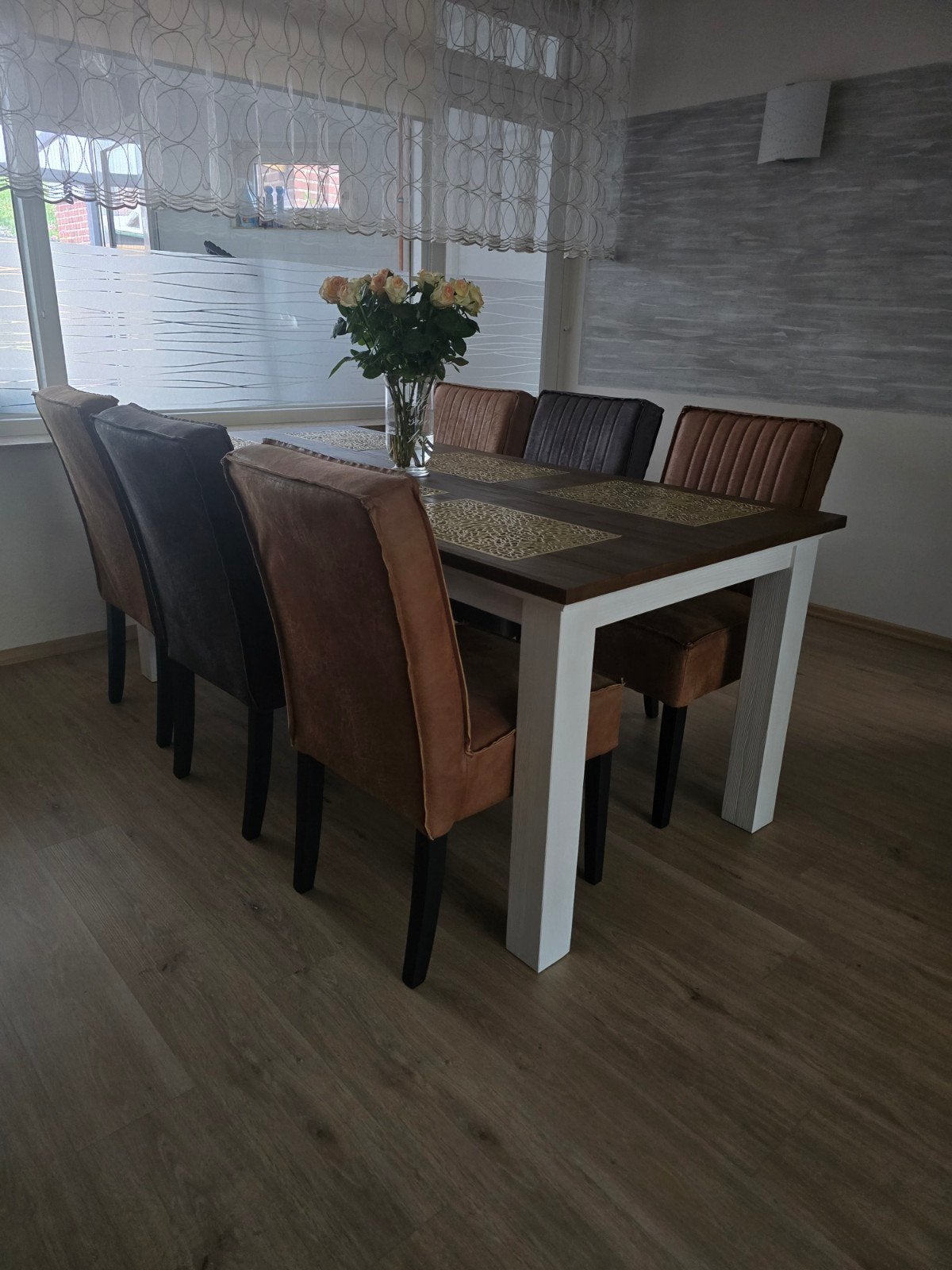 Houten eettafel met 6 stoelen, Ophalen, 50 tot 100 cm, Vijf personen of meer, 150 tot 200 cm