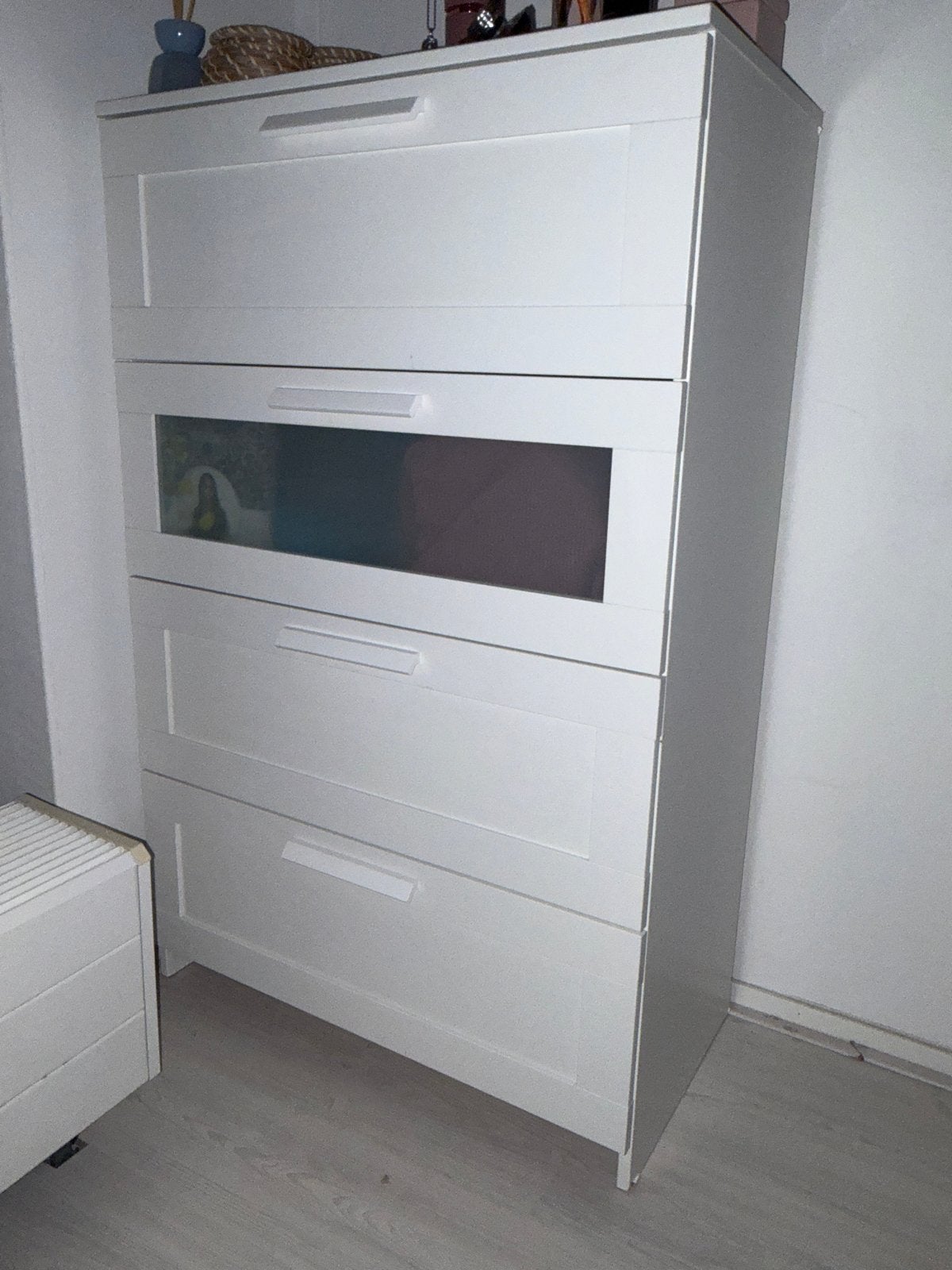 Witte ladekast met 4 laden IKEA, Ophalen, 50 tot 100 cm, Zo goed als nieuw, 3 of 4 laden