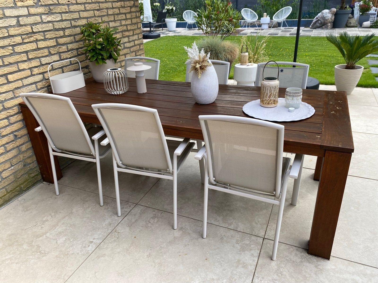 Robuuste tuintafel Rough van Kees Smit - 240x100 cm, Tuin en Terras, Tuintafels, Gebruikt, Rechthoekig, Hout, Ophalen