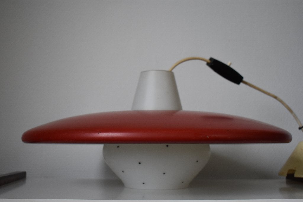 Paddenstoel UFO hanglamp vintage retro, Huis en Inrichting, Lampen | Hanglampen, Ophalen, Gebruikt, Glas, Spage age