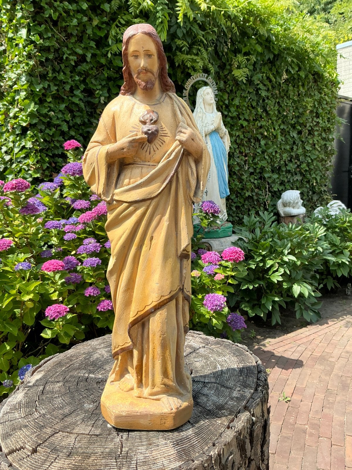 Brocante Heiligenbeeld ❤️ Jezus heilig hart, Antiek en Kunst, Ophalen of Verzenden