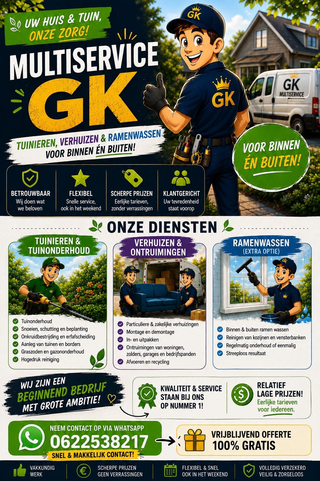 GK Multiservice – Hulp met Tuin & Verhuizen, Ophalen of Verzenden, Zo goed als nieuw