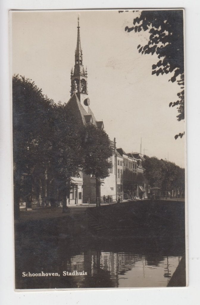009 Oude ansichtkaart Schoonhoven, Stadhuis (1933) B53, Verzenden, 1920 tot 1940, Gelopen, Zuid-Holland