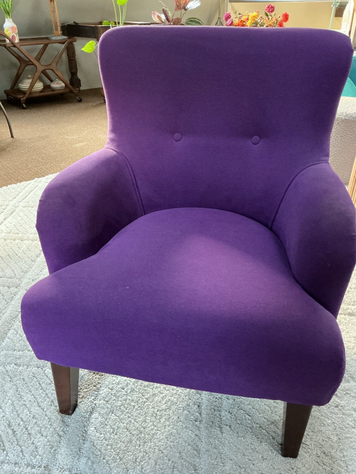 Paarse fauteuil - Comfortabele stoel, Ophalen, 75 tot 100 cm, Zo goed als nieuw, Stof