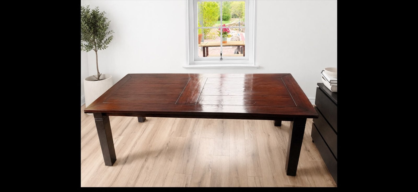 Koloniale mahonie eettafel - 220x100 cm, Huis en Inrichting, Tafels | Eettafels, Ophalen, Gebruikt, 100 tot 150 cm, 200 cm of meer