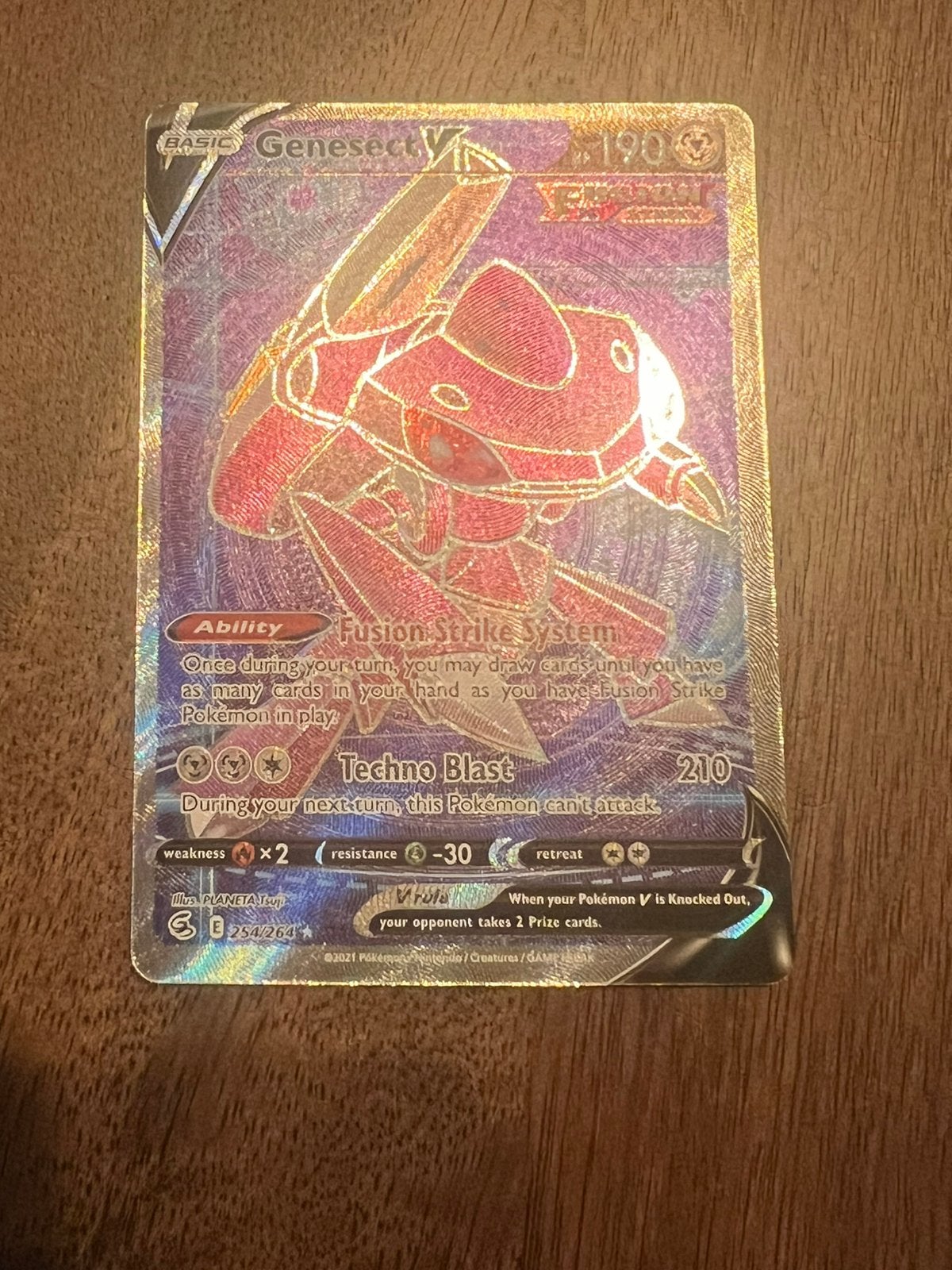 Pokémon Genesect V Full Art 255/264 Fusion Strike Near Mint, Ophalen of Verzenden, Zo goed als nieuw