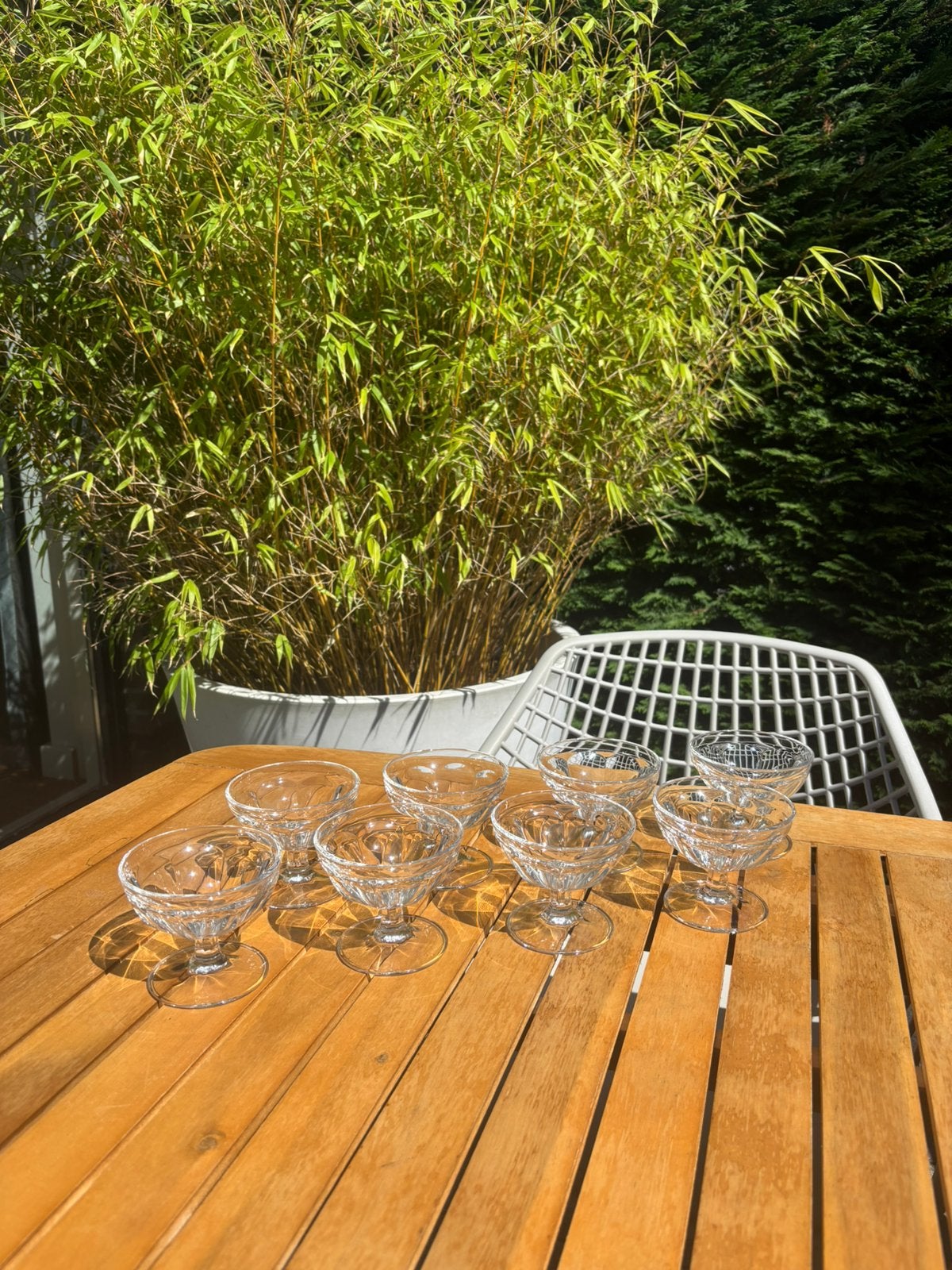 Set van 8 Franse ijscoupes van glas,vintage,zgan, Antiek en Kunst, Antiek | Glas en Kristal, Ophalen of Verzenden
