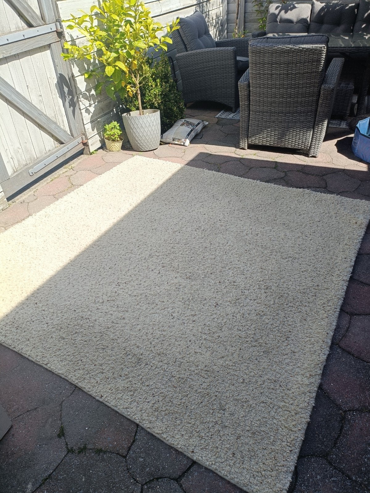 Zeer mooi handgemaakt 100% wol karpet, Ophalen, 150 tot 200 cm, Vierkant, Crème