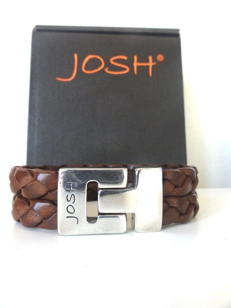 Nieuwe Josh heren armband, Verzenden, Nieuw, Zilver, Leer