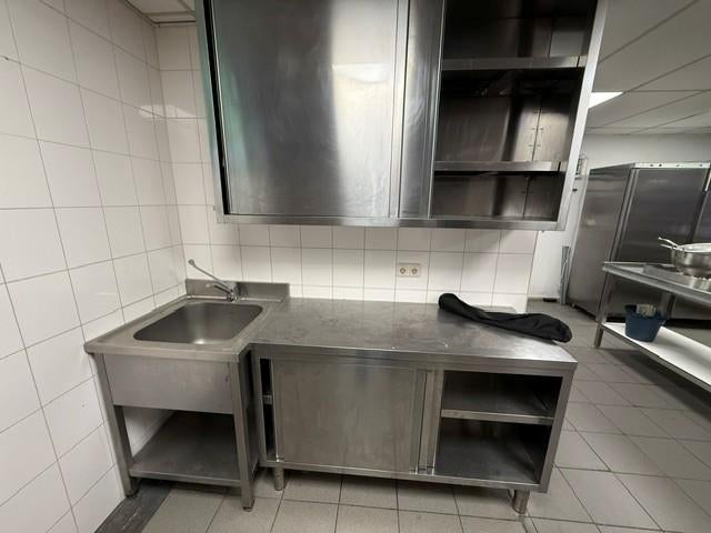 Complete RVS Keukenopstelling: Werkkast, Wandkast/Spoeltafel, Ophalen, Gebruikt, 120 tot 170 cm