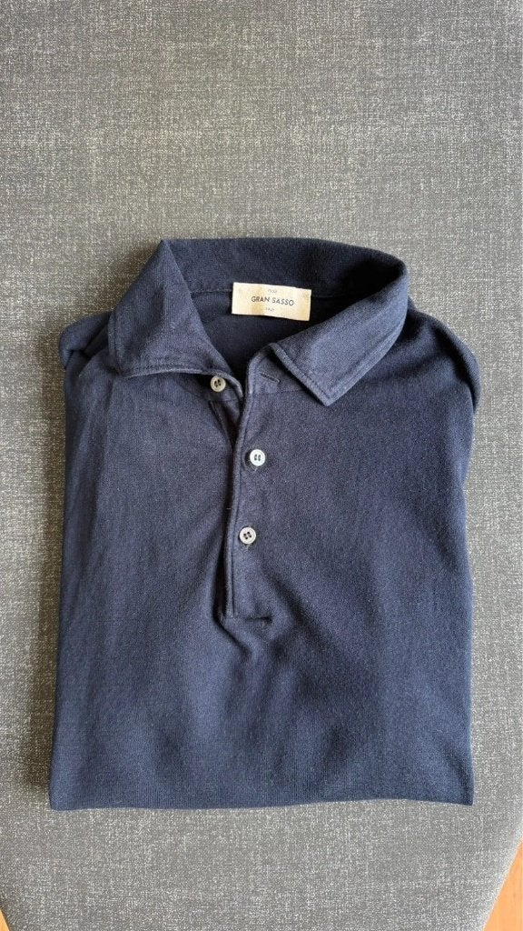 Gran Sasso Katoenen Polo Navy Maat 54 Past M/L Topconditie, Maat 52/54 (L), Verzenden, Blauw, Gran Sasso