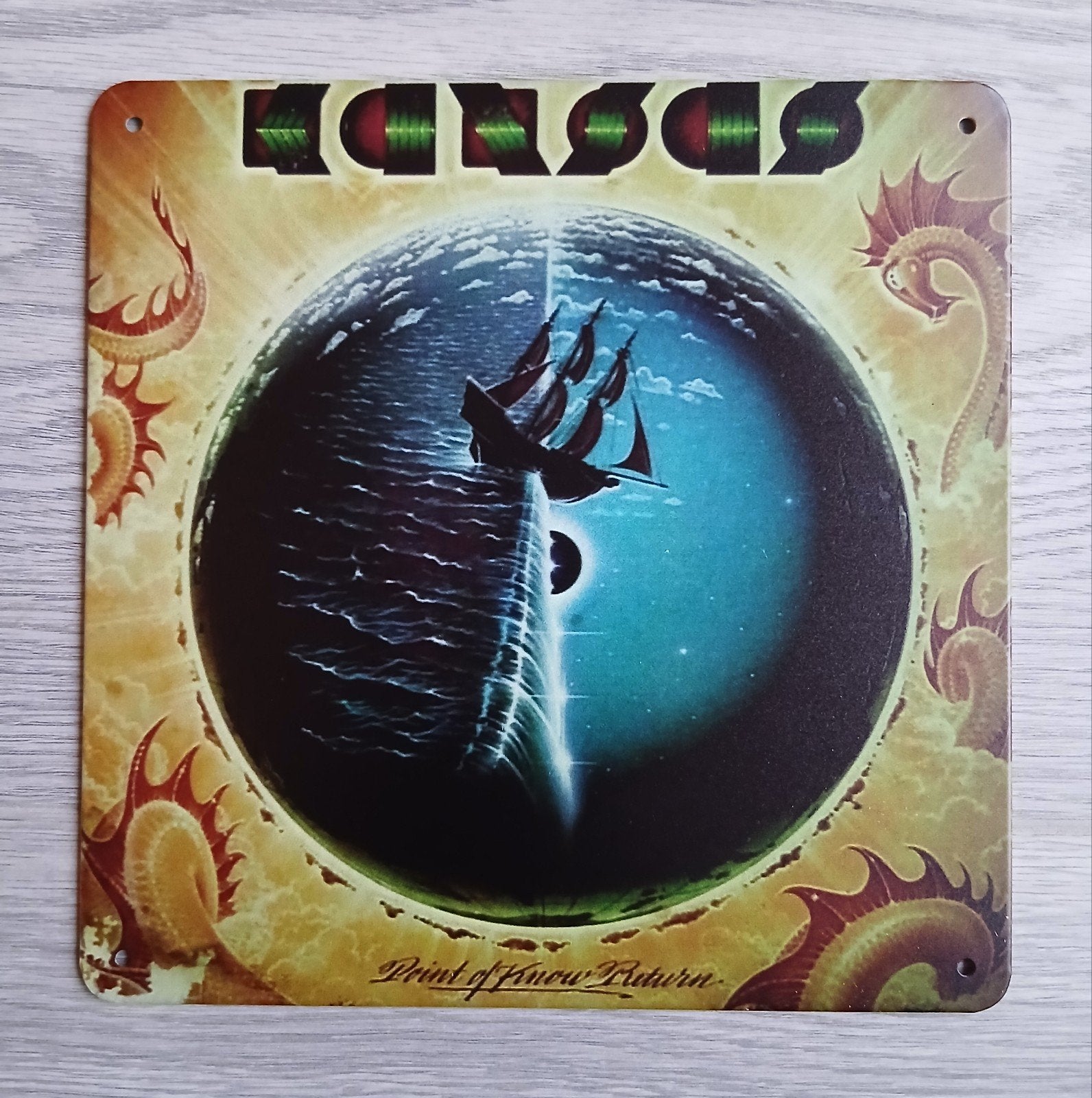 Kansas Point Of Know Return 20x20 cm Metalen Reclamebord, Ophalen of Verzenden, Nieuw, Poster, Artwork of Schilderij