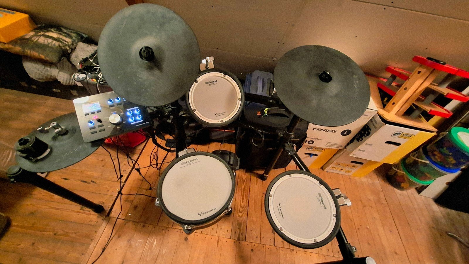 Elektrisch drumstel (Roland TDK-25), Muziek en Instrumenten, Drumstellen en Slagwerk, Ophalen, Gebruikt, Roland, Elektronisch