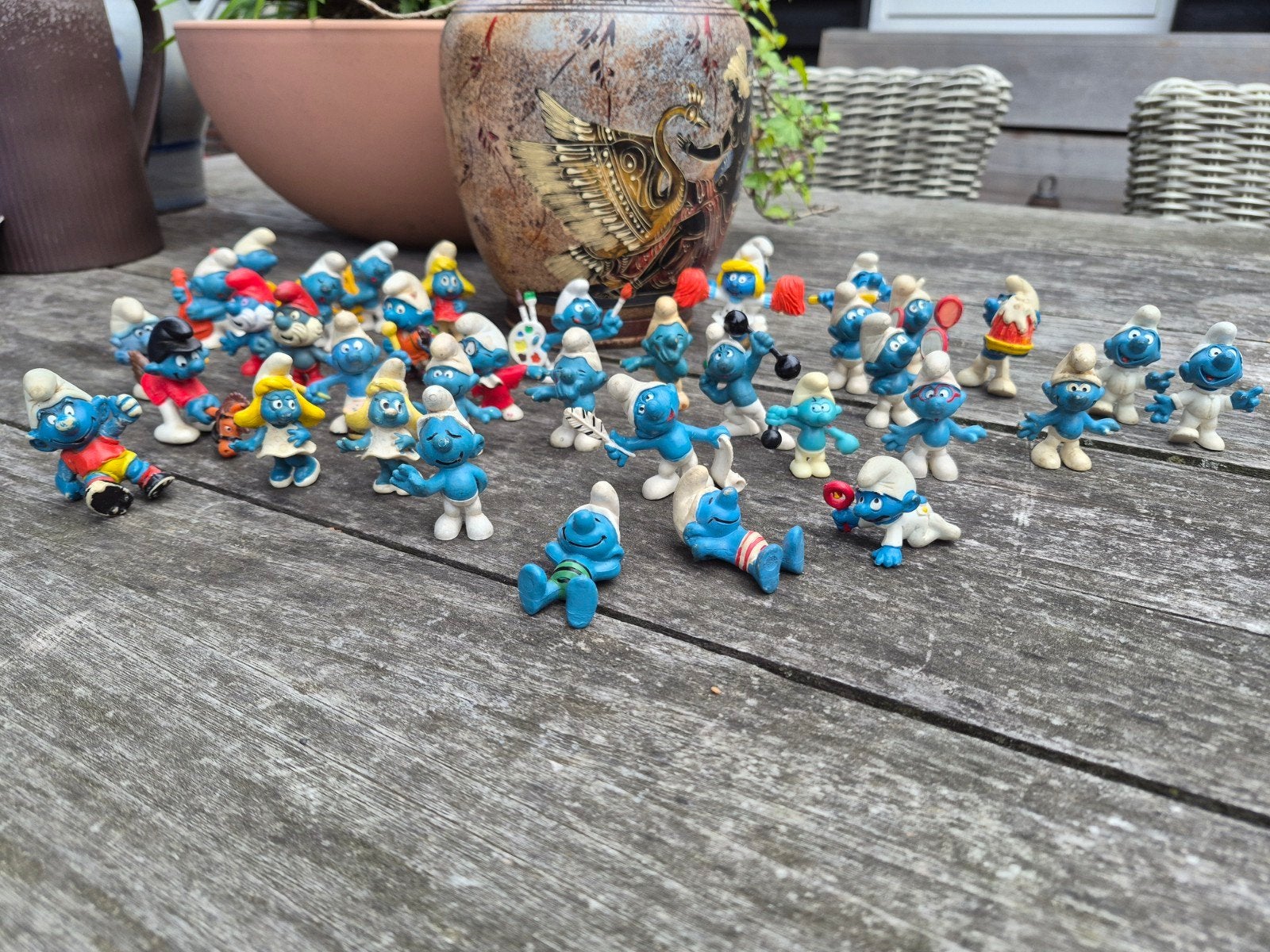 39 Vintage smurfen. Retro. Peyo., Ophalen of Verzenden, Verschillende Smurfen