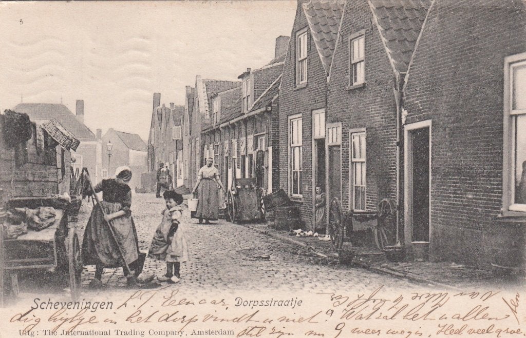 Scheveningen, Dorpsstraatje 1905, Verzenden, Voor 1920, Gelopen, Zuid-Holland