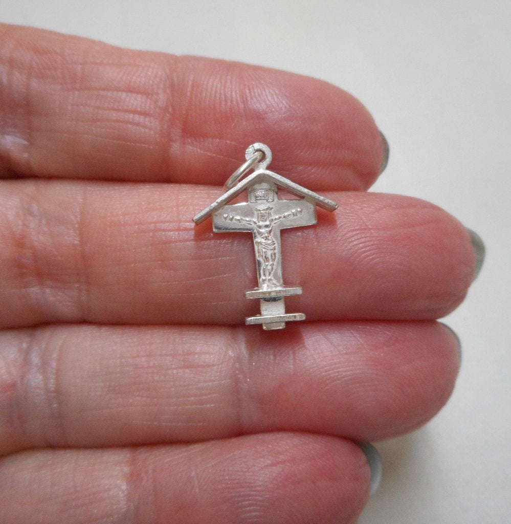 Zilveren vintage hanger kruisje nr.1733, Sieraden, Tassen en Uiterlijk, Kettinghangers, Verzenden, Zo goed als nieuw, Kruis of Symbool
