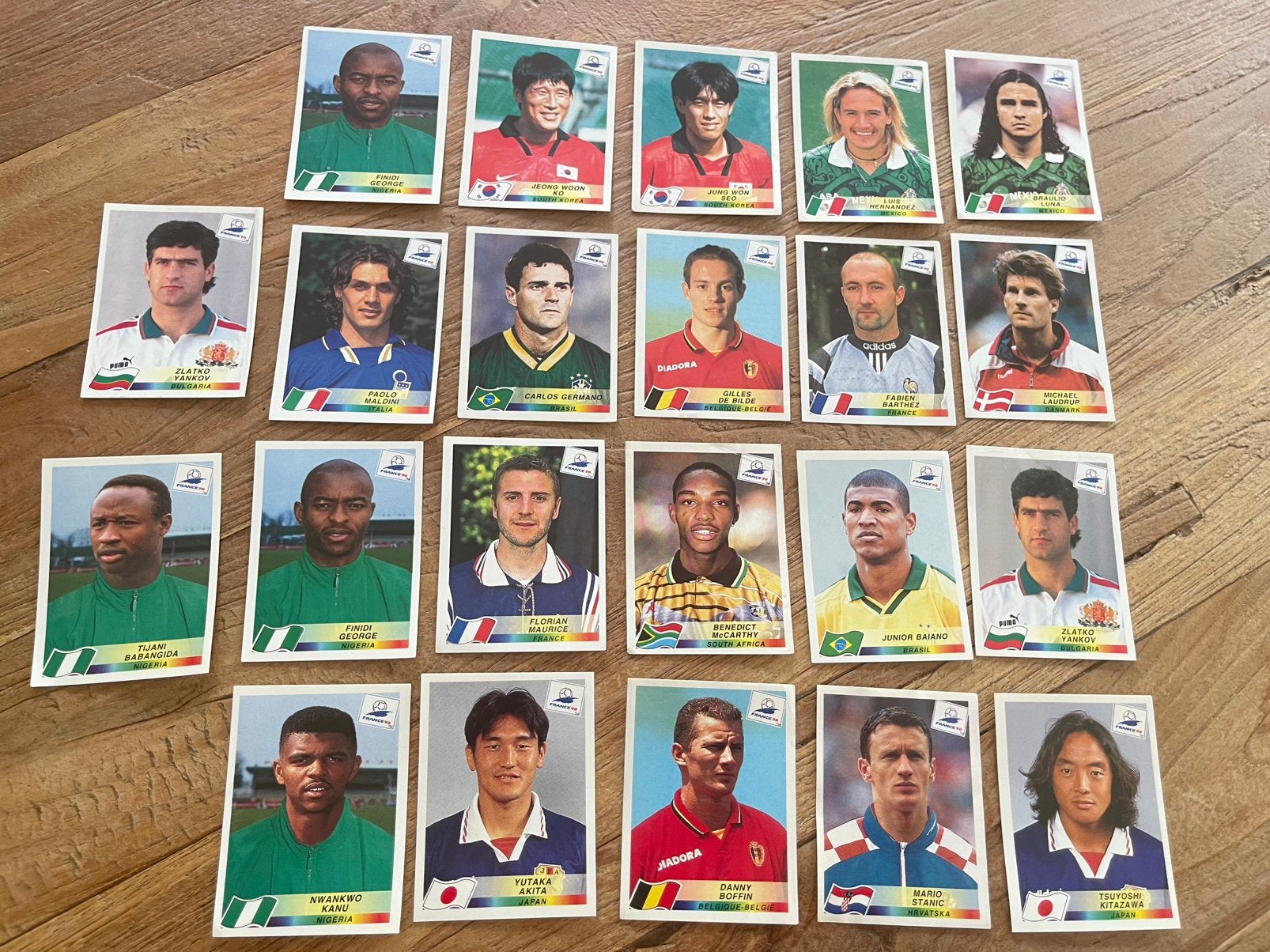 22 Panini WK 1998. Maldini, Laudrup, Barthez, George, Ophalen of Verzenden, Zo goed als nieuw, Plaatje