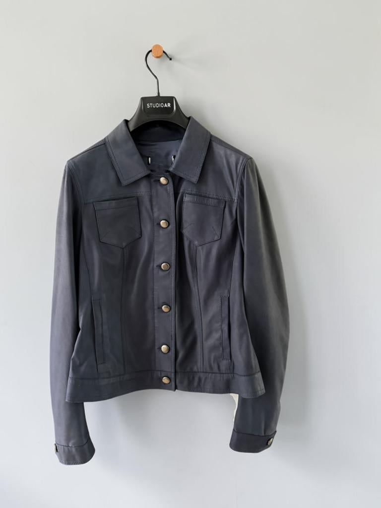 Arma blauw dun leer jasje jack knopen 34 a 36 XS S small, Kleding | Dames, Jassen | Zomer, Ophalen of Verzenden, Nieuw, Maat 34 (XS) of kleiner