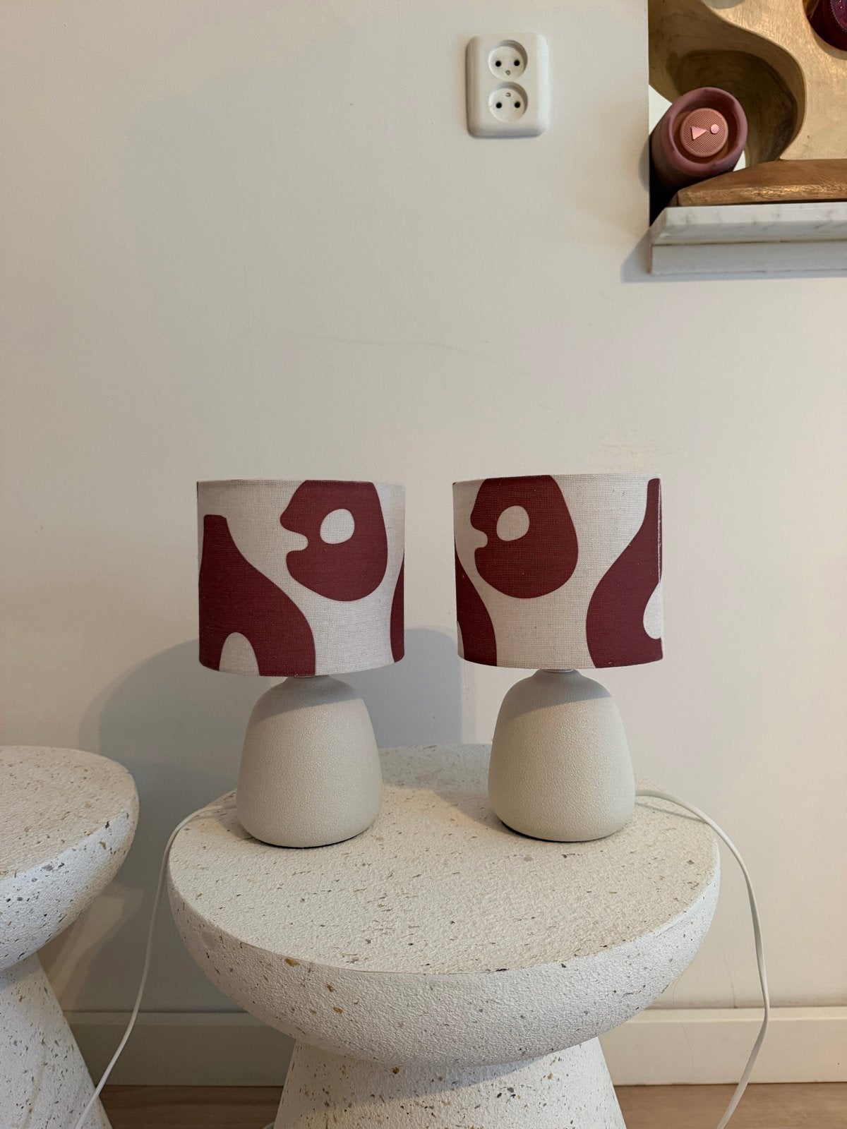 Set van 2 Nachtlampjes, Huis en Inrichting, Lampen | Tafellampen, Ophalen, Met schakelaar, Meerkleurig, Textiel