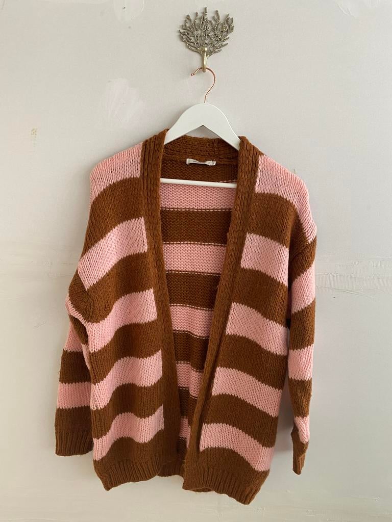 Sissy Boy vest - Bruin/Roze gestreept - maat s/m, Verzenden, Gedragen, Maat 36 (S), Bruin