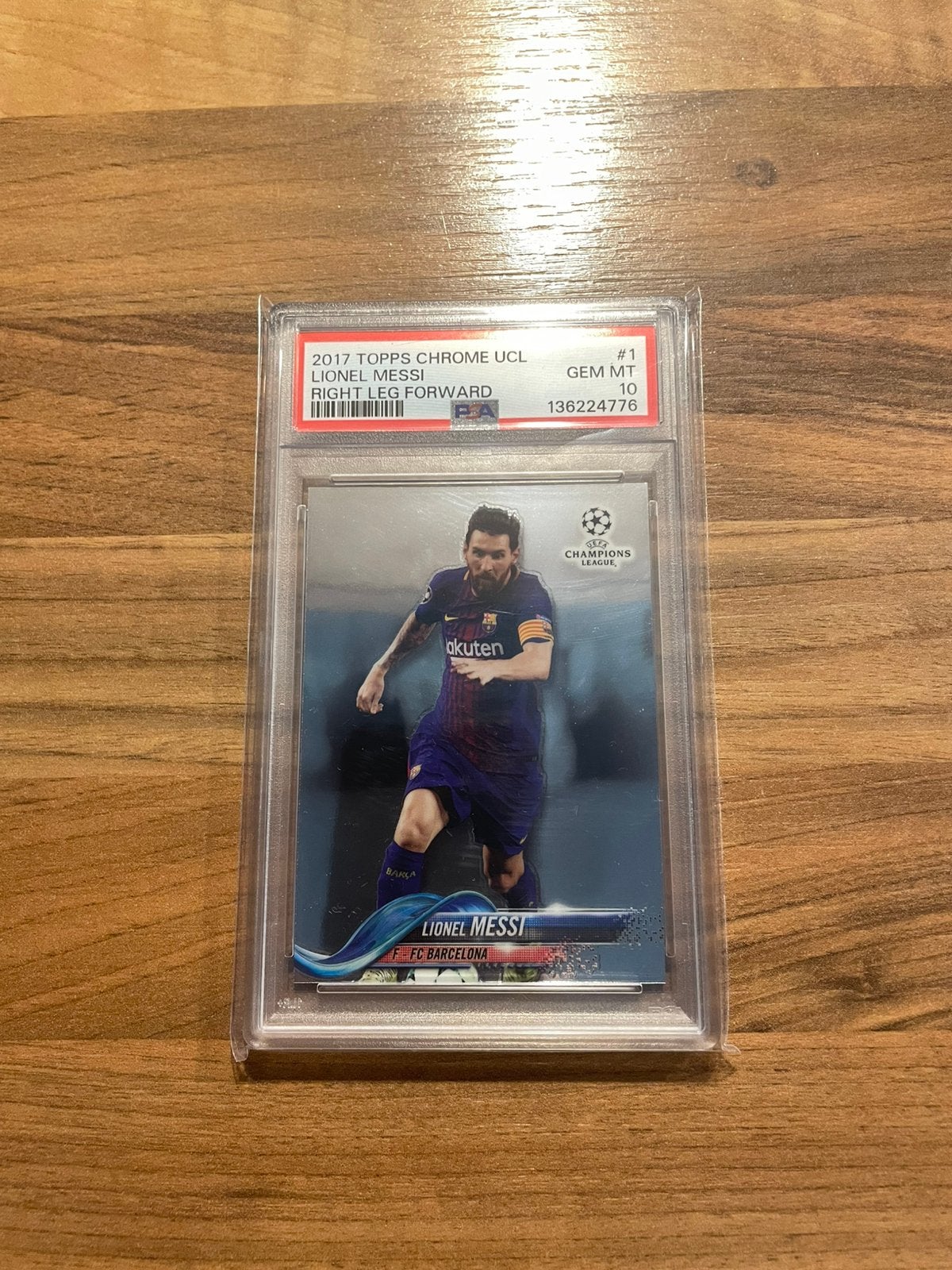 2017-18 Topps Chrome UCL - Messi Right Leg Forward PSA 10, Ophalen of Verzenden, Zo goed als nieuw, Losse kaart, Foil