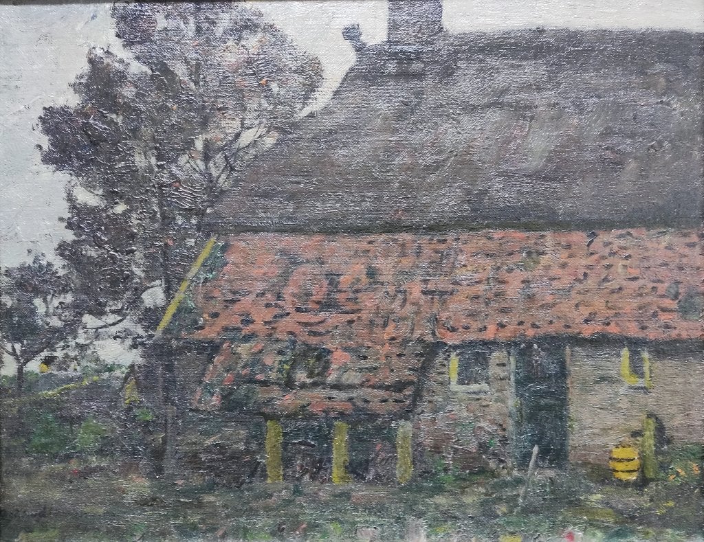 Jan Adam Zandleven (1868-1923) - Boerderij, Antiek en Kunst, Kunst | Schilderijen | Klassiek, Doek, Origineel werk, Impressionistisch