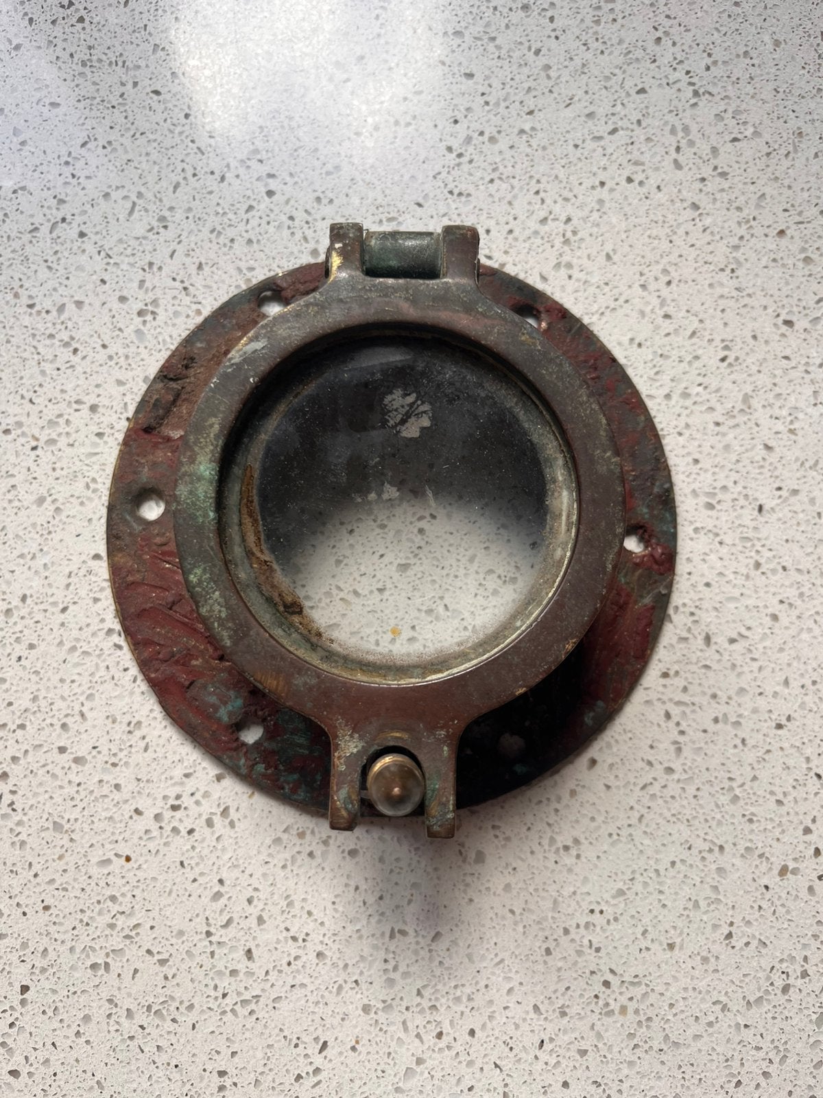 Antiek messing scheepsraampje / kleine patrijspoort, Ophalen of Verzenden, Zo goed als nieuw