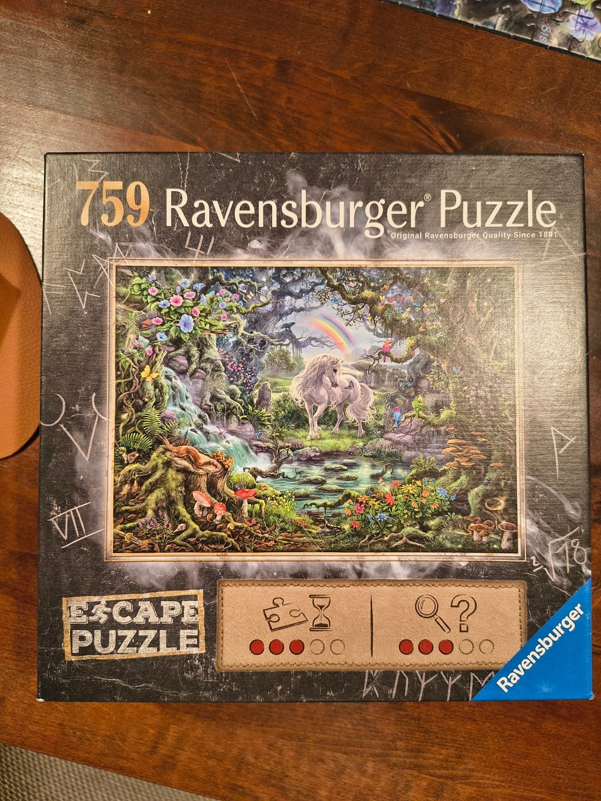 Ravensburger Escape Puzzle Eenhoorn 759 stukjes, Ophalen of Verzenden, 500 t/m 1500 stukjes, Zo goed als nieuw, Legpuzzel