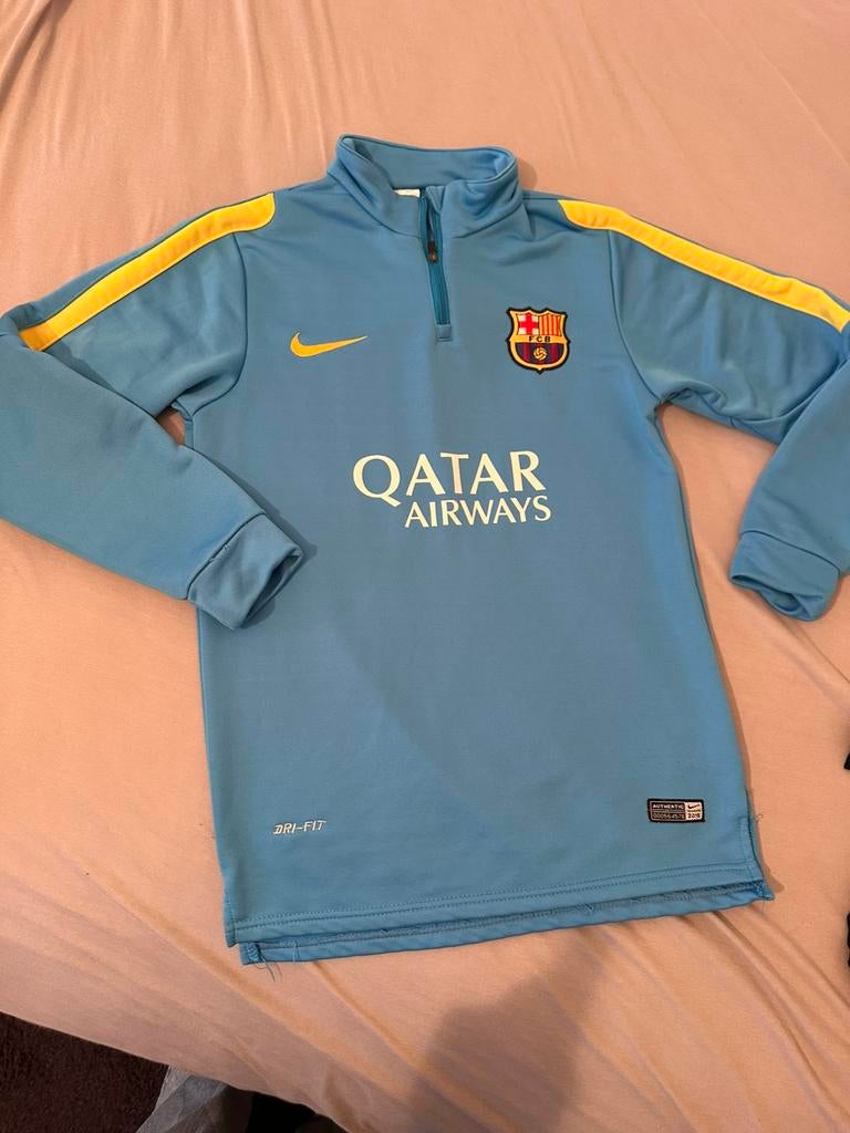Fc barcelona trui lichtblauw maat 164 / s voetbal, Ophalen of Verzenden, Zo goed als nieuw, Jongen of Meisje, Trui of Vest