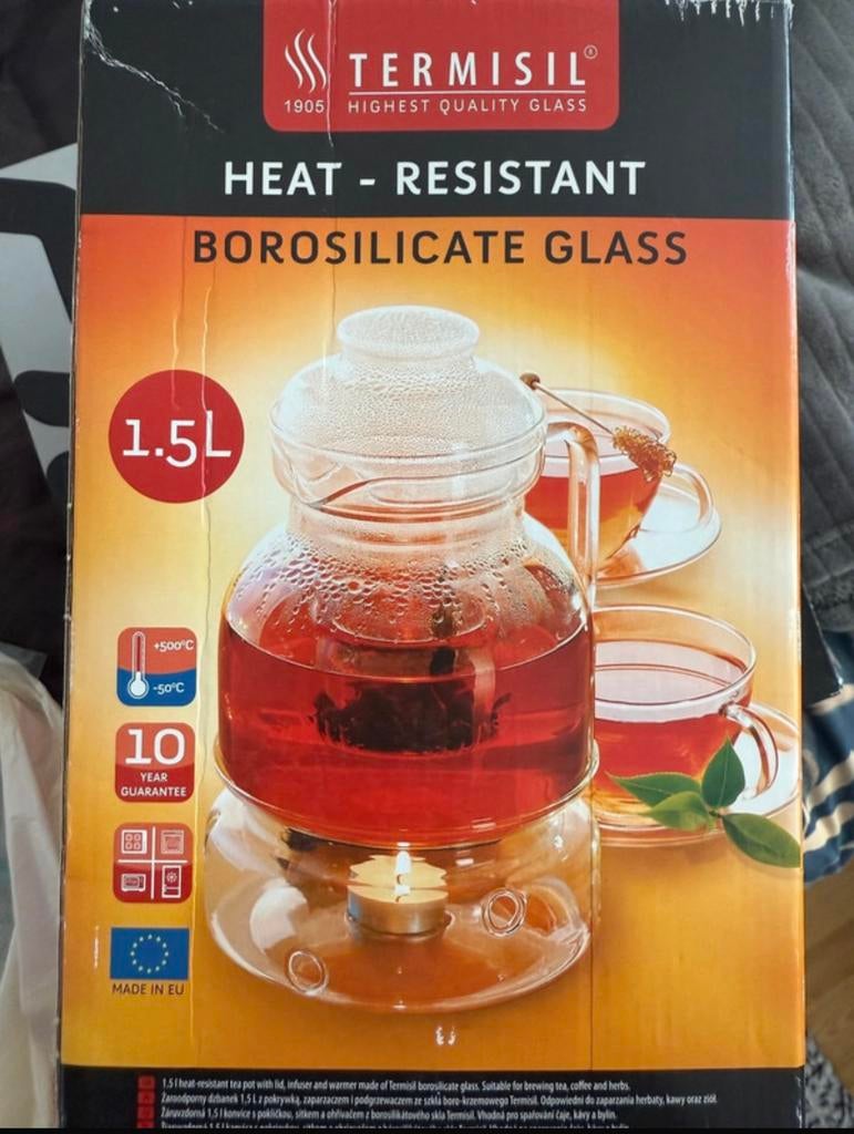 Glazen theepot met glazen onderzetter, Ophalen of Verzenden