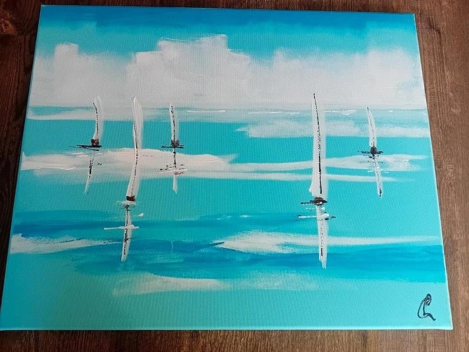 Modern schilderij van C.M. Leushuis, 40x50 cm, Antiek en Kunst, Ophalen of Verzenden
