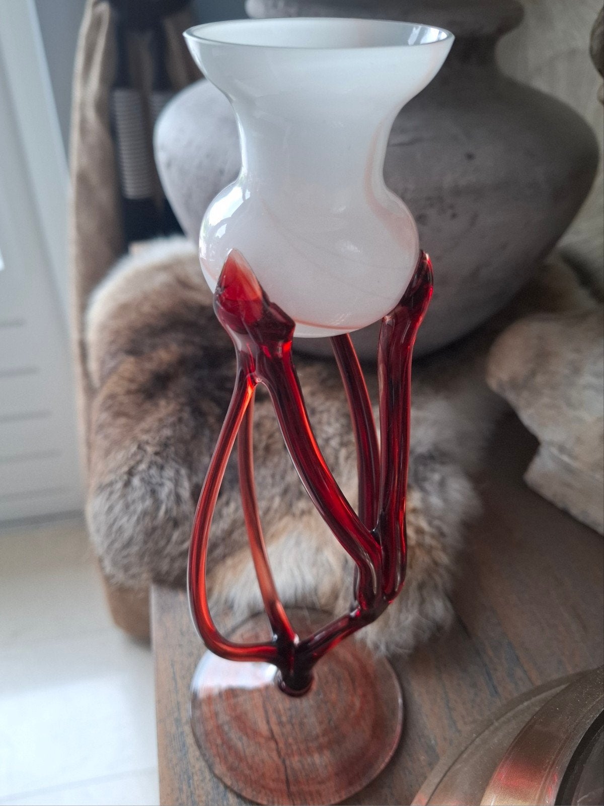Vintage Jozefina Krosno "Octopus" Vaas / Kandelaar – Handgeb, Ophalen of Verzenden