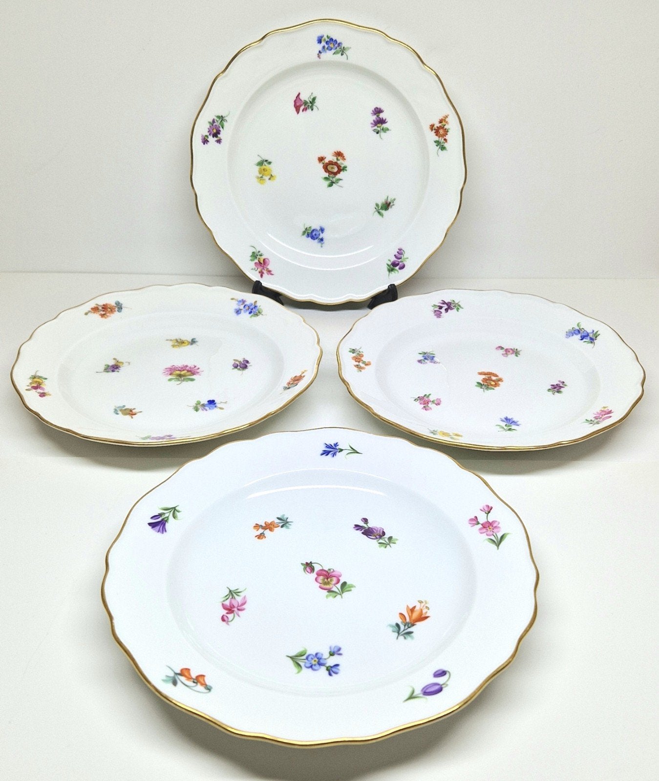 Meissen porseleinen dessertborden streublumen decor 1900., Antiek en Kunst, Ophalen