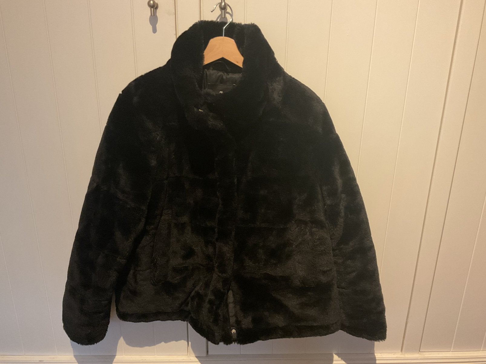 7 for all mankind zwarte fake fur jas maat L, Kleding | Dames, Ophalen of Verzenden, Zo goed als nieuw, Maat 42/44 (L), Zwart