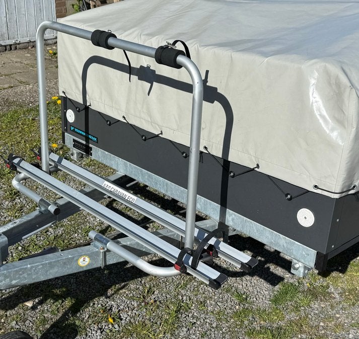 Fietsenrek voor dissel vouwwagen/caravan, Ophalen of Verzenden, Gebruikt