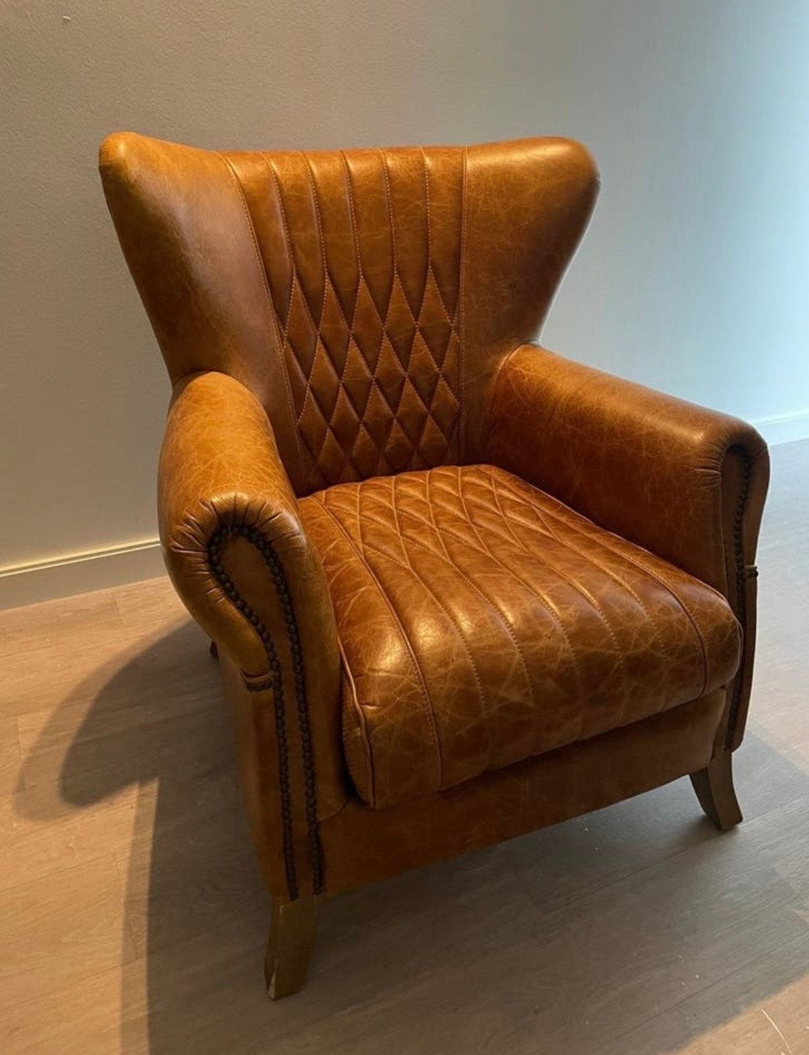 Bugatti fauteuil - Cognac leer, Huis en Inrichting, Fauteuils, Zo goed als nieuw, Leer, 75 tot 100 cm, Ophalen