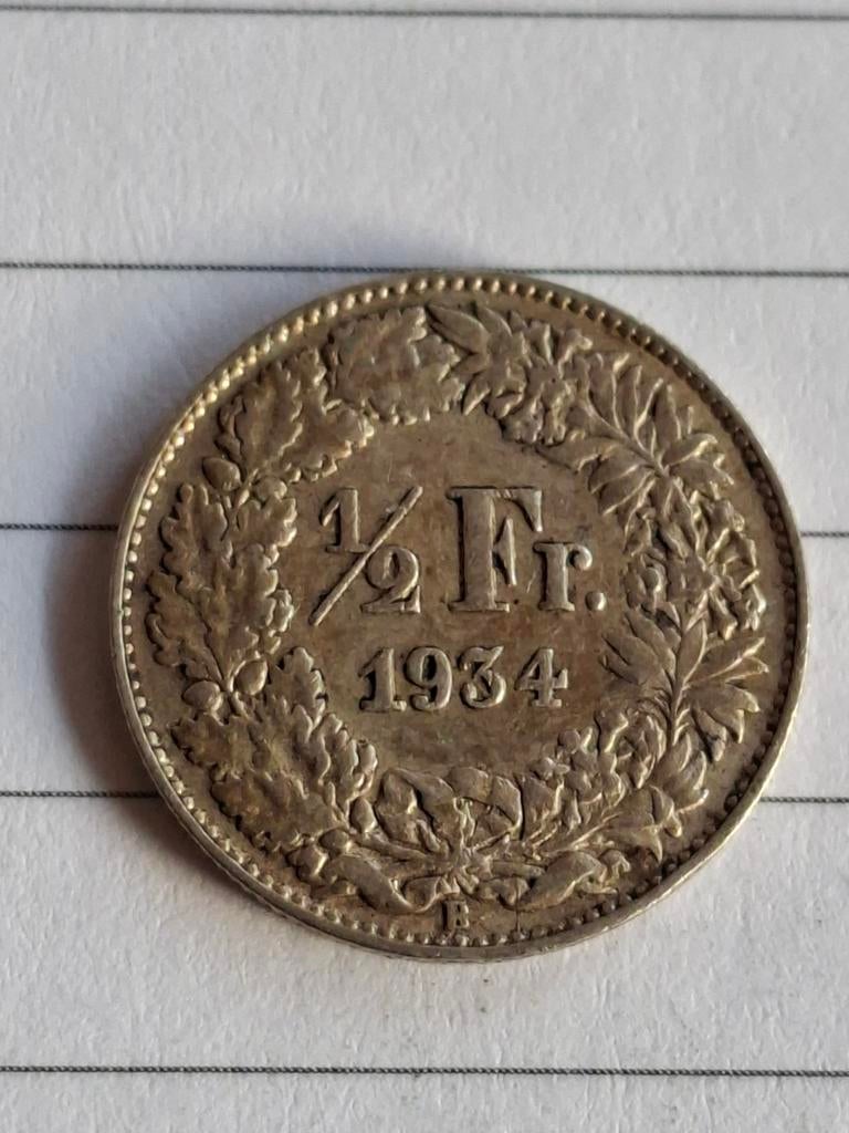 1/2 Frank Zwitserland 1934 zilver, Postzegels en Munten, Munten | Europa | Niet-Euromunten, Ophalen of Verzenden, Overige landen